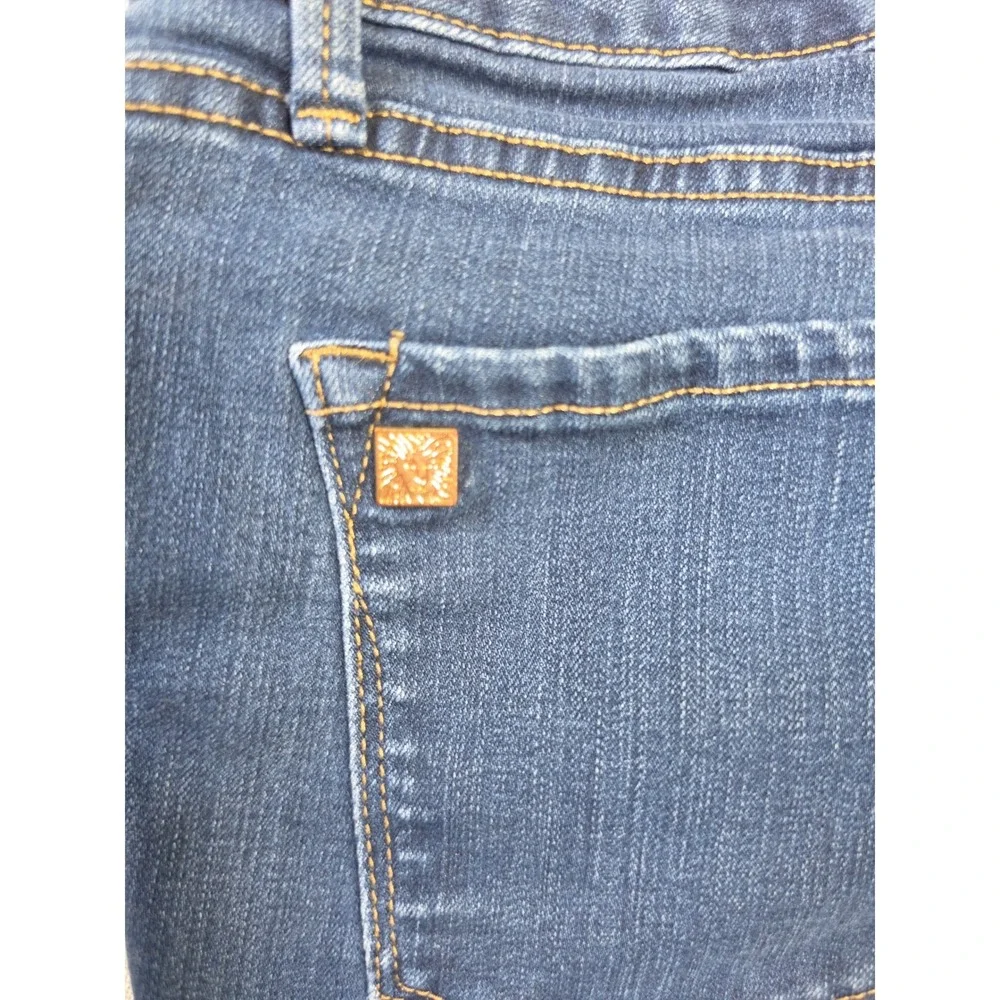 Anne Klein Bermuda Denim Shorts Dark Wash Raw Hem Stretch Size 10